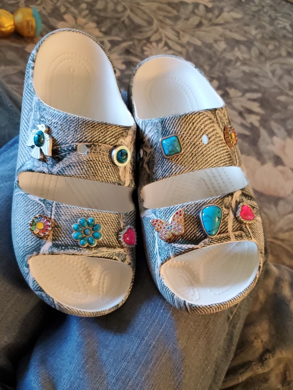 Crocs Classic Denim 2.0 Sandals Unisex M8-W10. Blue Slip On Slide